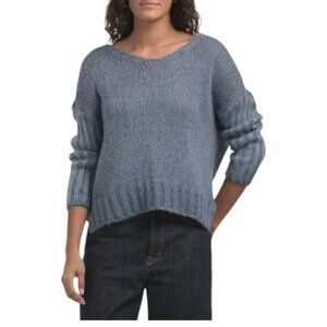VENTI Denim Blue Made In Italy V-neck Sweater
